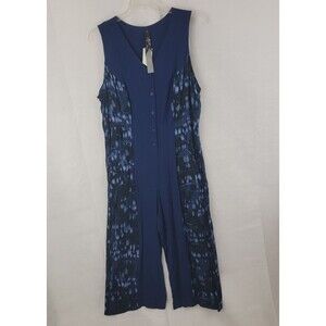 MELISSA MCCARTHY Seven7 Womens Jumpsuit Plus Sz 1X Sleeveless BLUE Wide Leg NWT